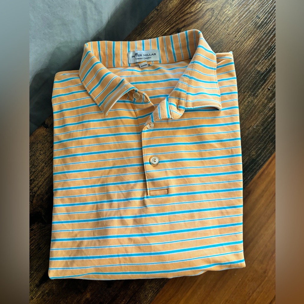 Peter Millar‎ orange stripe polo